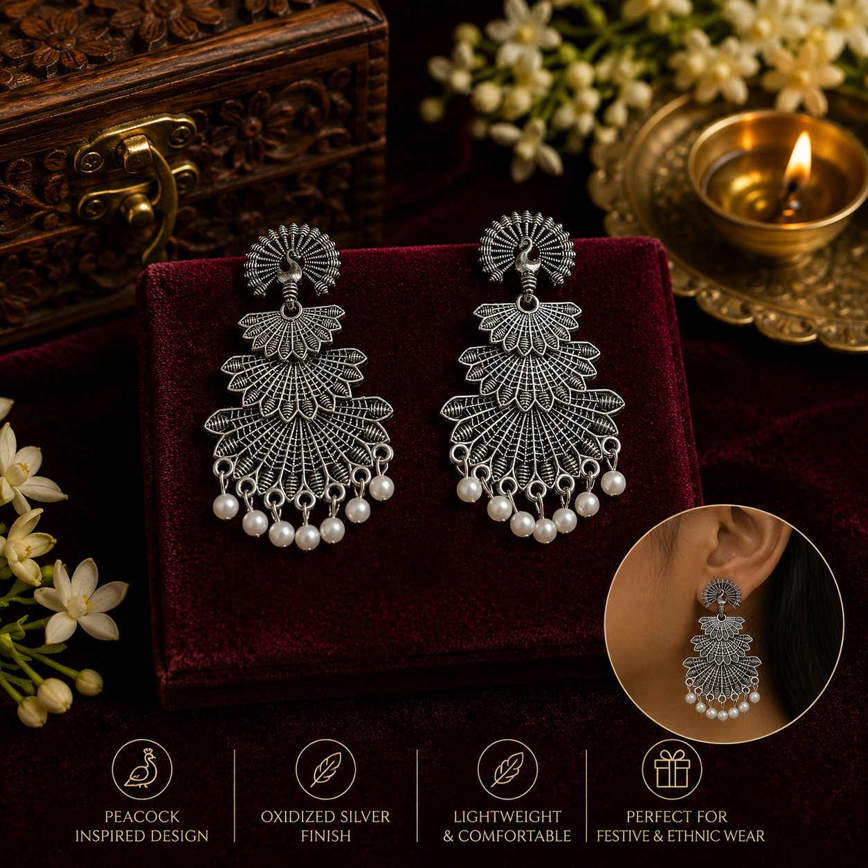 Antique Peacock Earrings