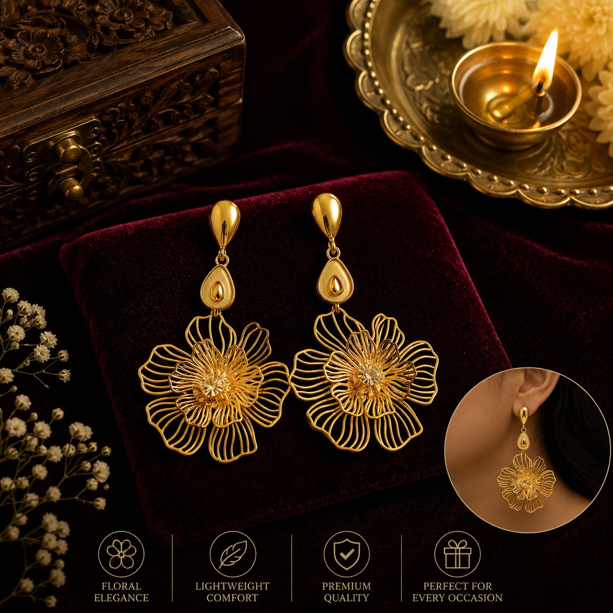 Floral Drop Earrings