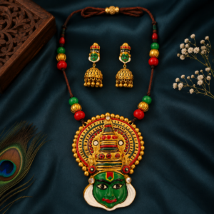 Kathakali Heritage Handmade Necklace & Jhumka Set